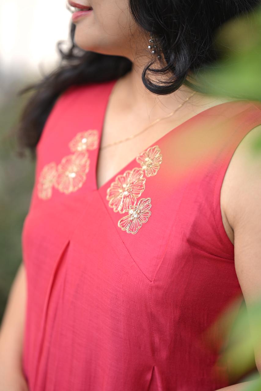 -Banaras Chanderi Zardozi Embroidery on yoke SD180