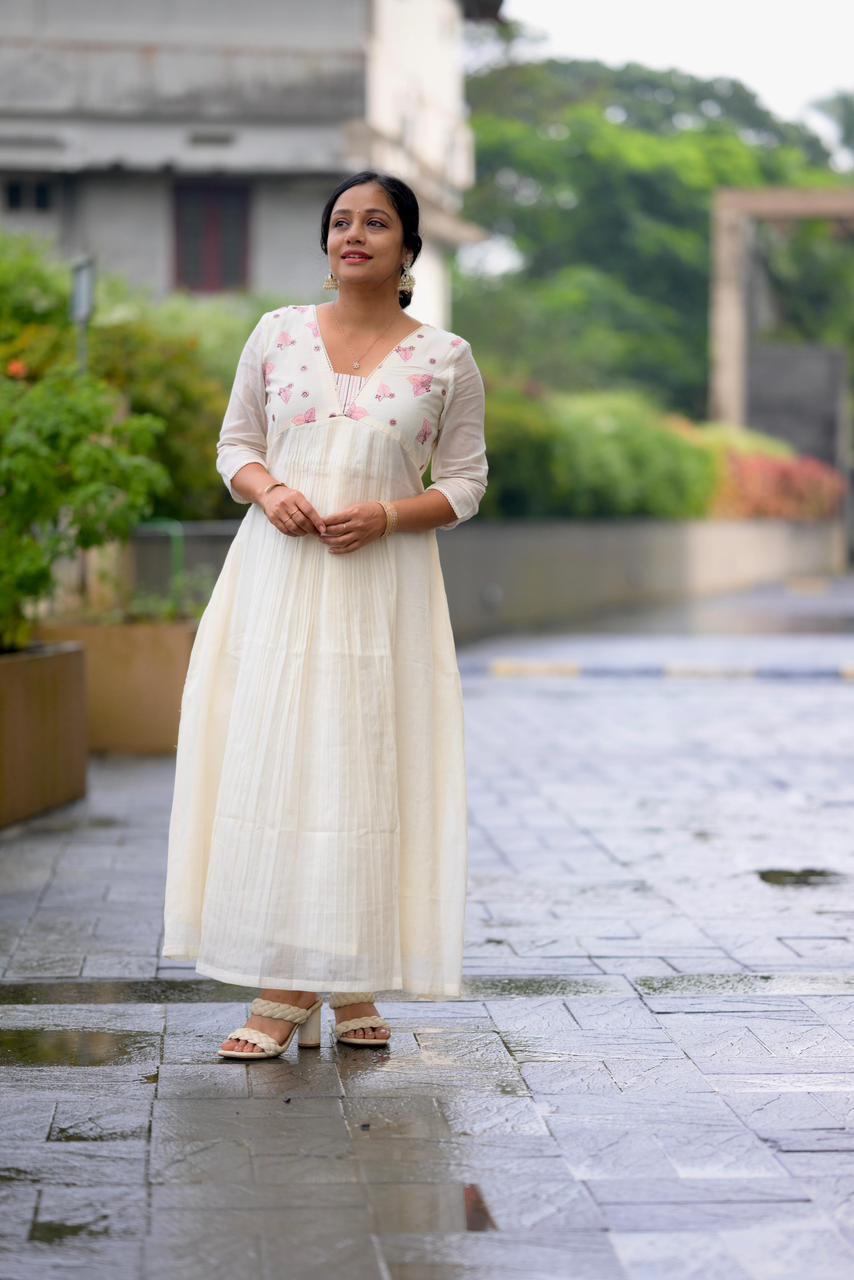 Mulmul , embroidered yoke