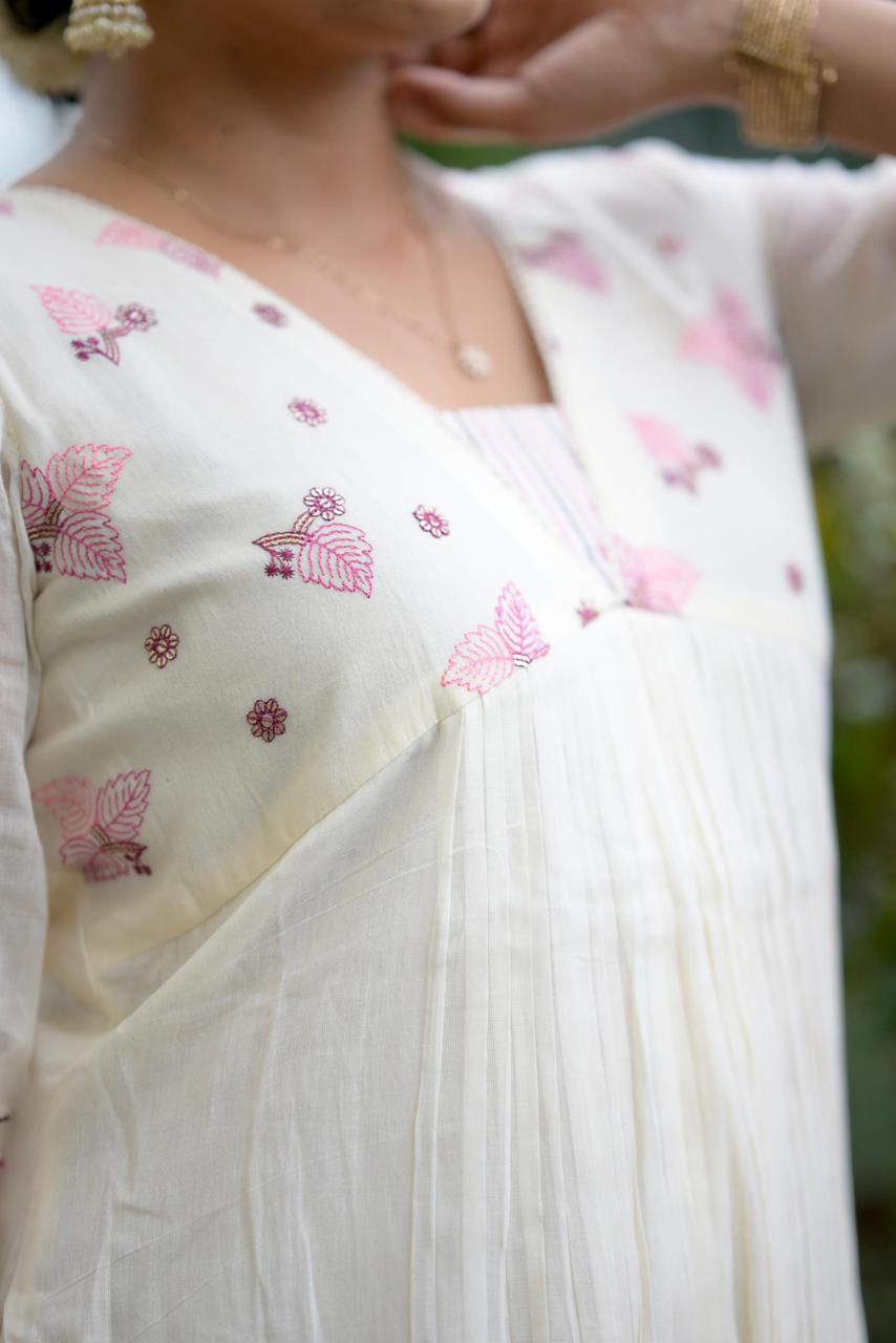 Mulmul , embroidered yoke