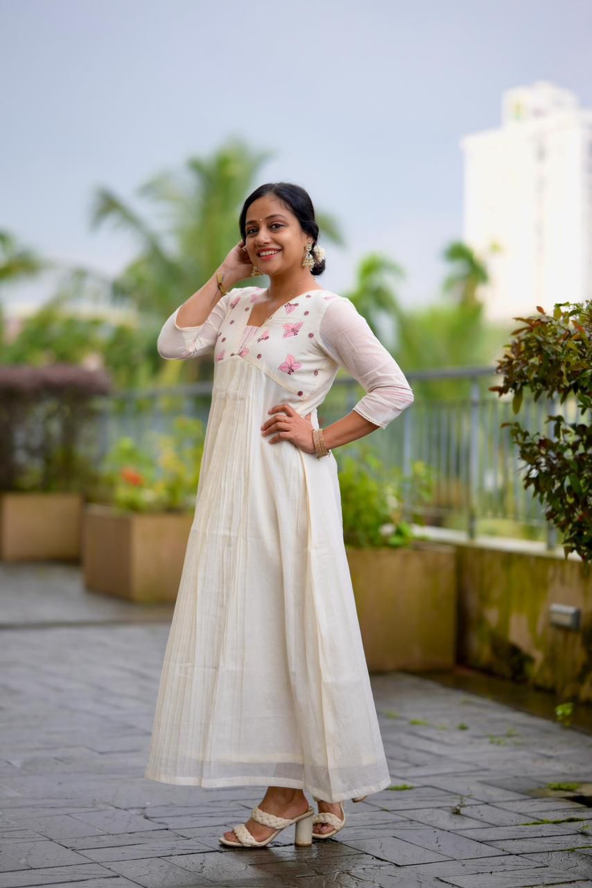 Mulmul , embroidered yoke