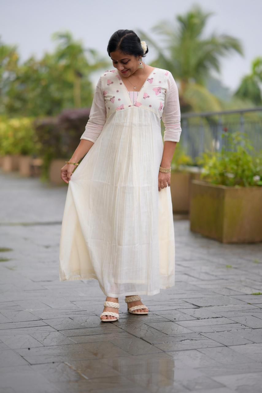 Mulmul , embroidered yoke