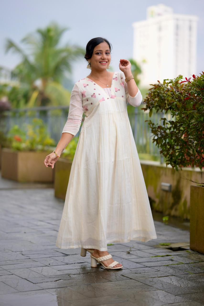 Mulmul , embroidered yoke