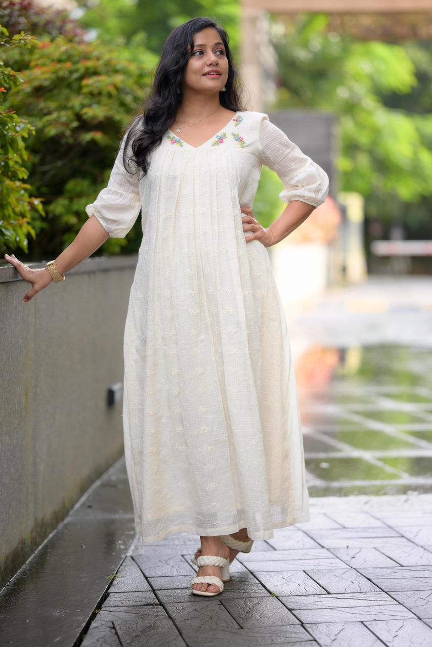 Kotta cotton with thread work on yoke