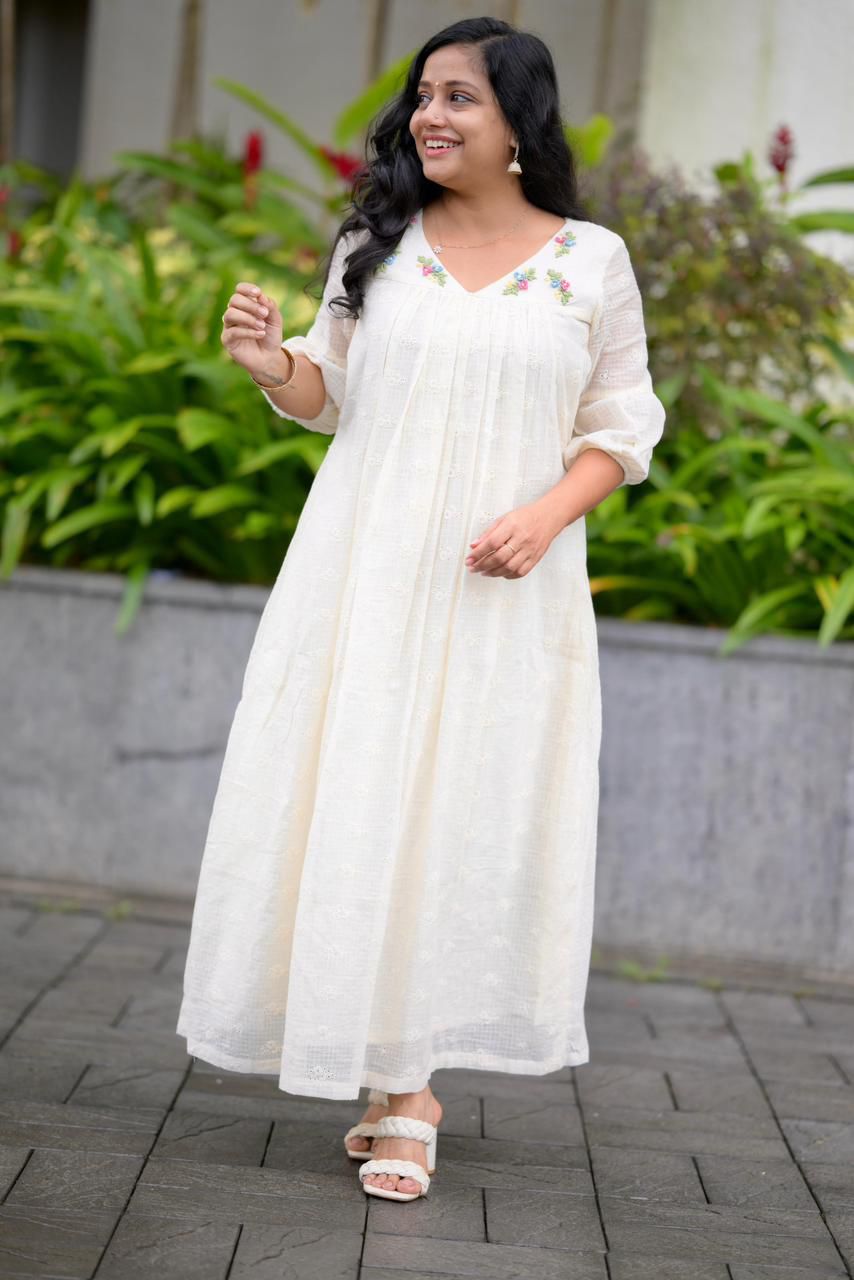Kotta cotton with thread work on yoke